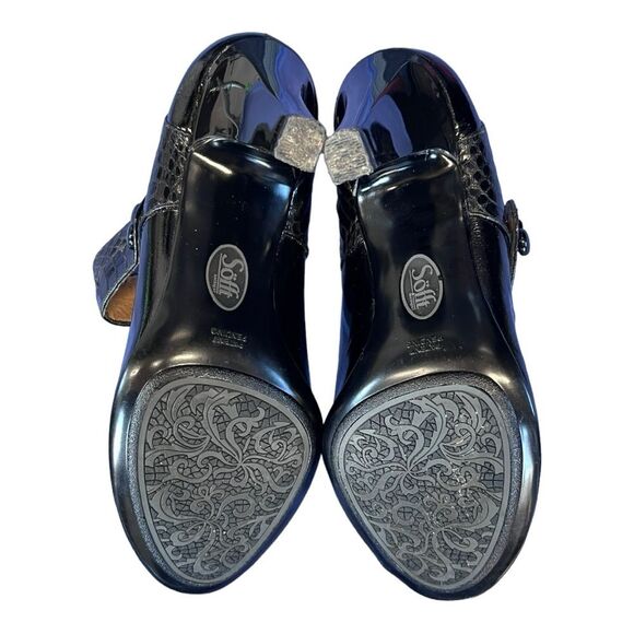 Sofft | Black Mary Jane Black Patent Leather Button Strap Heels 7.5M - Picture 9 of 10